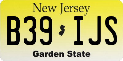 NJ license plate B39IJS