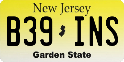 NJ license plate B39INS