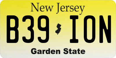 NJ license plate B39ION