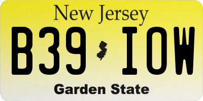NJ license plate B39IOW