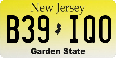 NJ license plate B39IQO