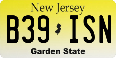 NJ license plate B39ISN