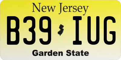 NJ license plate B39IUG