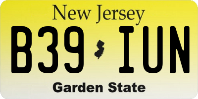 NJ license plate B39IUN