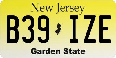NJ license plate B39IZE