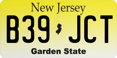 NJ license plate B39JCT