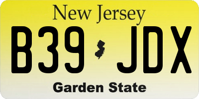 NJ license plate B39JDX