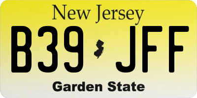 NJ license plate B39JFF