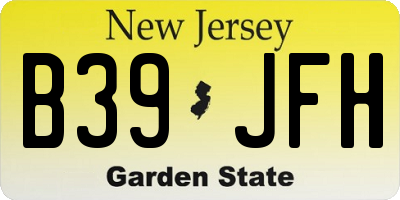 NJ license plate B39JFH