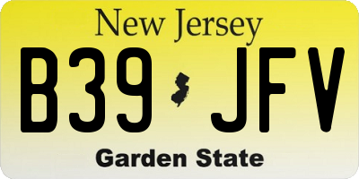 NJ license plate B39JFV