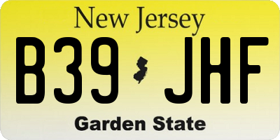 NJ license plate B39JHF