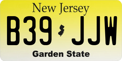 NJ license plate B39JJW