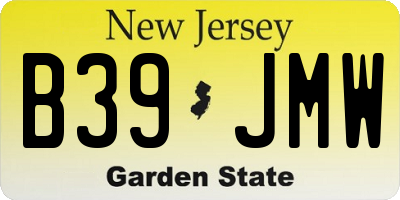 NJ license plate B39JMW