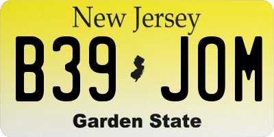 NJ license plate B39JOM