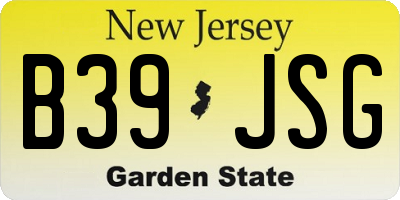 NJ license plate B39JSG