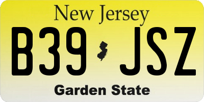 NJ license plate B39JSZ