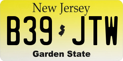 NJ license plate B39JTW
