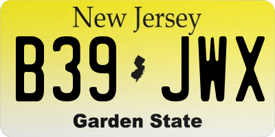 NJ license plate B39JWX