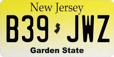 NJ license plate B39JWZ