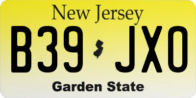 NJ license plate B39JXO