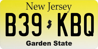 NJ license plate B39KBQ