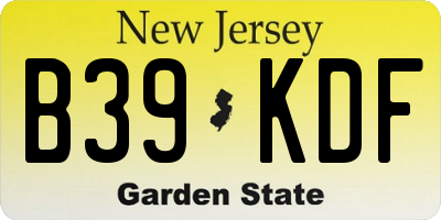 NJ license plate B39KDF