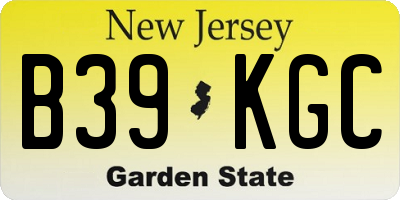 NJ license plate B39KGC