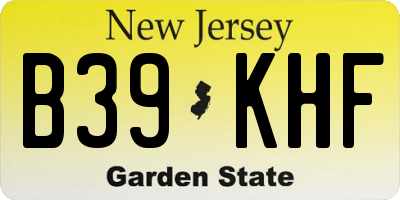 NJ license plate B39KHF