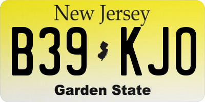 NJ license plate B39KJO