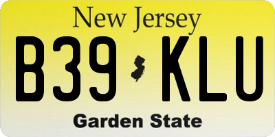 NJ license plate B39KLU