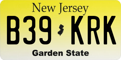 NJ license plate B39KRK