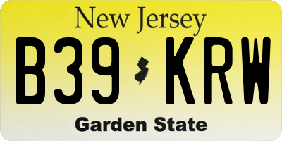 NJ license plate B39KRW