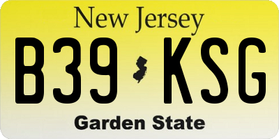 NJ license plate B39KSG
