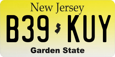NJ license plate B39KUY