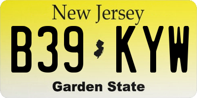 NJ license plate B39KYW