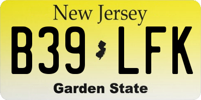 NJ license plate B39LFK