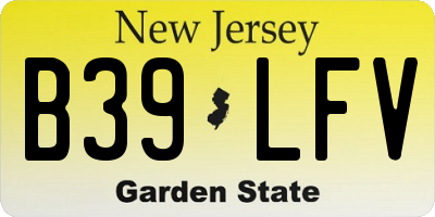 NJ license plate B39LFV