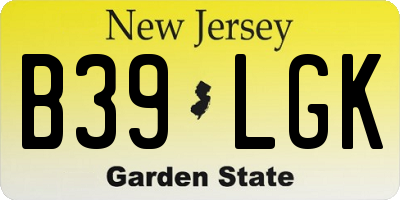 NJ license plate B39LGK