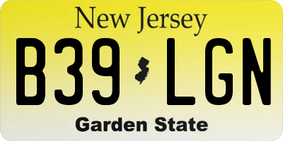 NJ license plate B39LGN