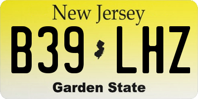 NJ license plate B39LHZ