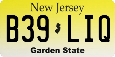 NJ license plate B39LIQ