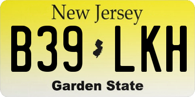 NJ license plate B39LKH