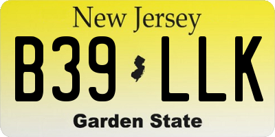 NJ license plate B39LLK