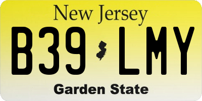NJ license plate B39LMY