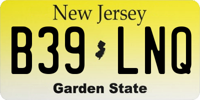 NJ license plate B39LNQ