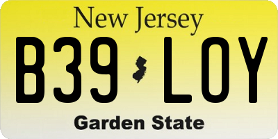 NJ license plate B39LOY