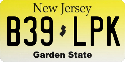 NJ license plate B39LPK