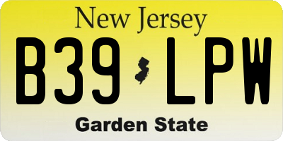 NJ license plate B39LPW