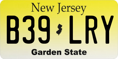 NJ license plate B39LRY
