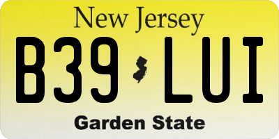NJ license plate B39LUI